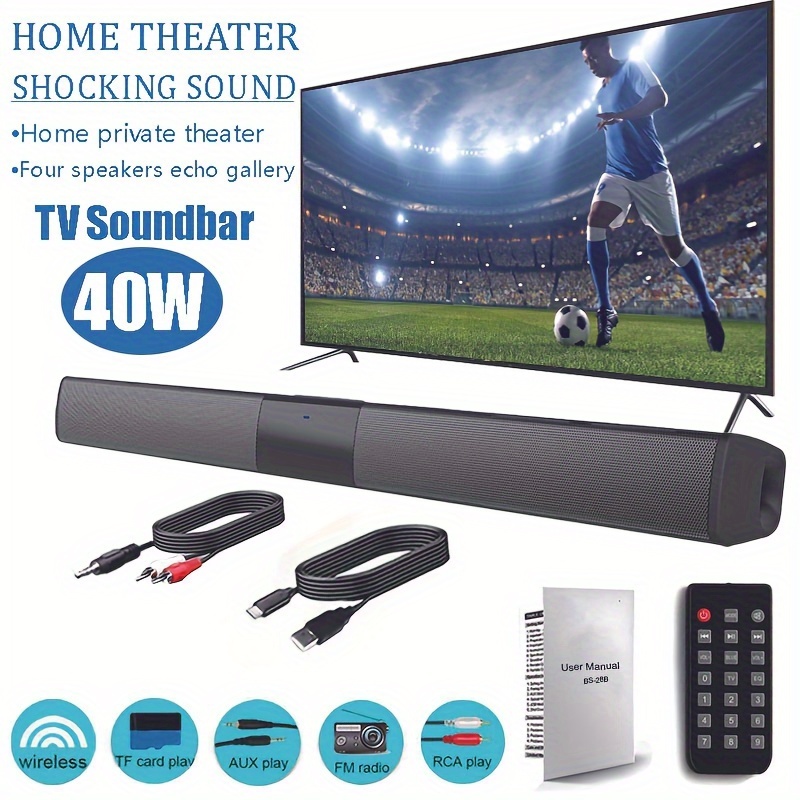 20w Sound Bar Tv Cablata E Wireless Compatibile Con Bt Home