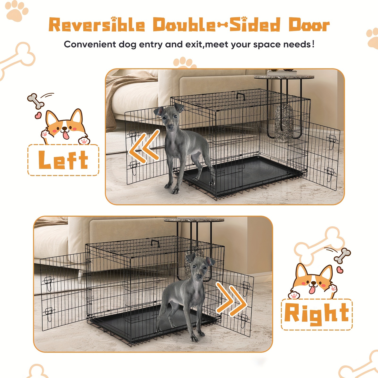 dog crate divider panel double door folding metal wire dog Temu