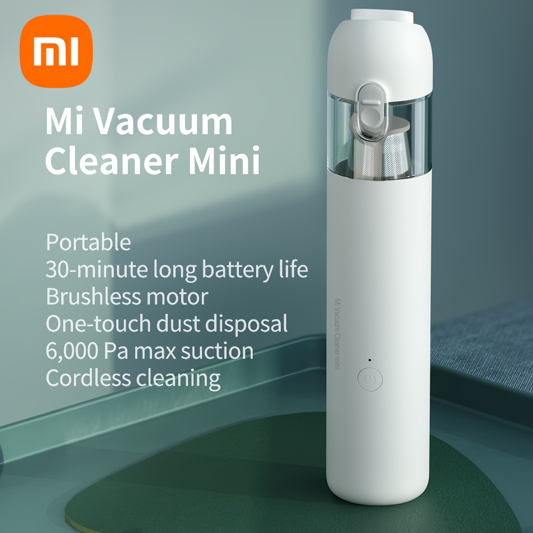 

Xiaomi Mi Vacuum Cleaner Mini, Cordless, 6000 Pa Strong Suction, 30-min Battery Life, 10.5 Inches Height, One-touch Dust Disposal, Portable Handheld, With 2 Suction Modes & Washable Filter