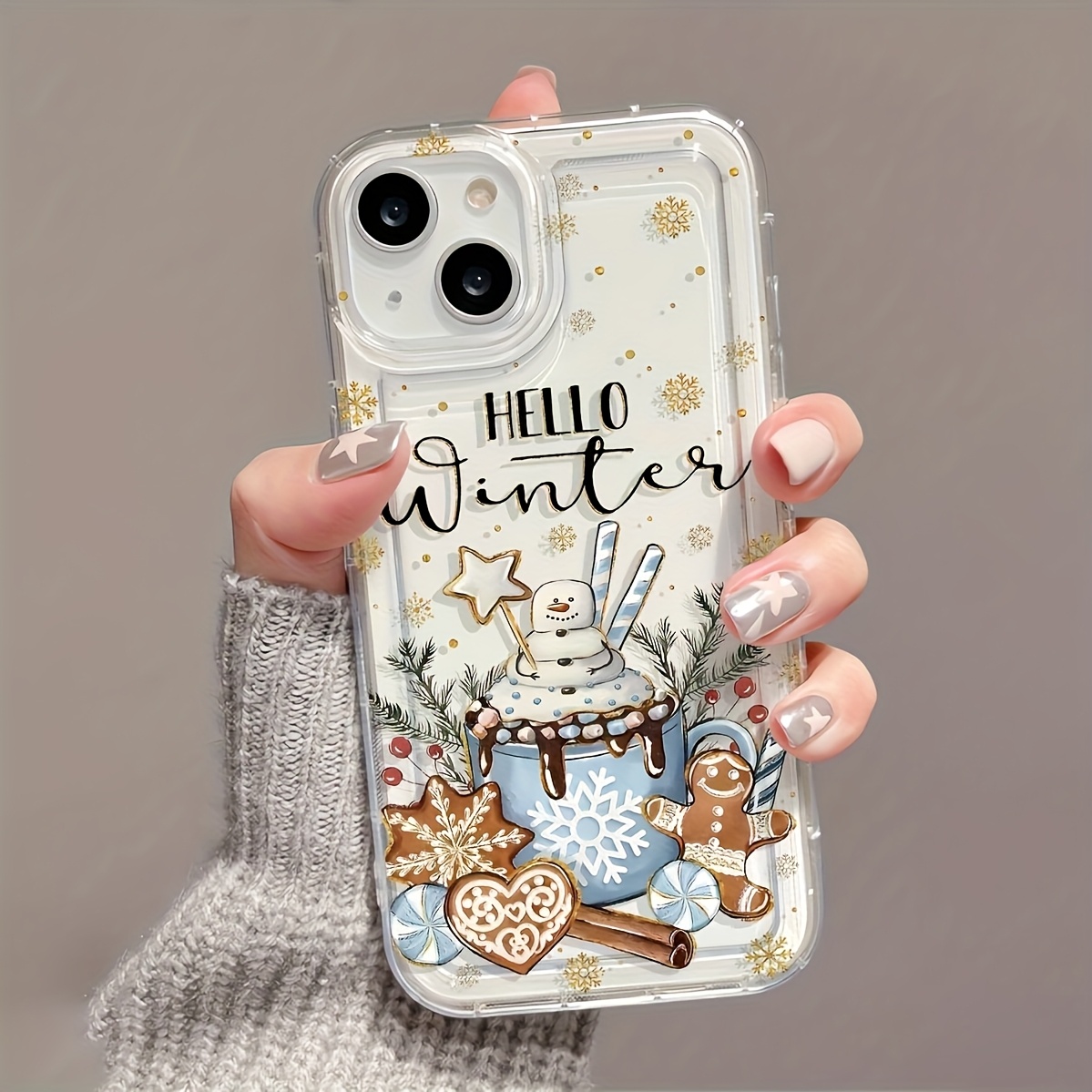TEMU Phone Case - Mug Snowman Phone Case, Transparent Anti-fall Air Cushion Case, Suitable For Iphone 17 Pro Max 17 Air 16 15 14 Plus 13 12 11
