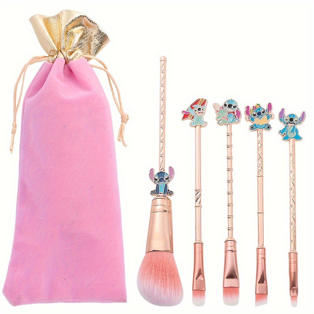 

5pcs/set Anime Stitch Makeup Brushes Set Gift & Stitch Cartoon Powder Eyeshadow Eyebrow Lip Makeup Brush Cosplay Tool - Gift Set Mother's Day Gift