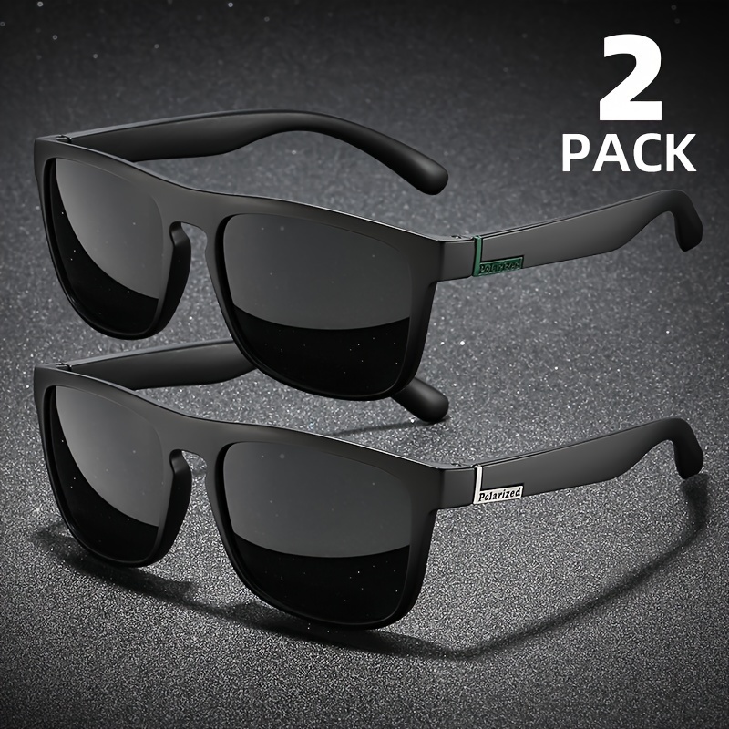 

2pairs Lowkey Classic Polarized Square Fashion Glasses, Flat Top, For Men Women Outdoor Sports Party Vacation Travel Driving Fishing Supplies Photo Props