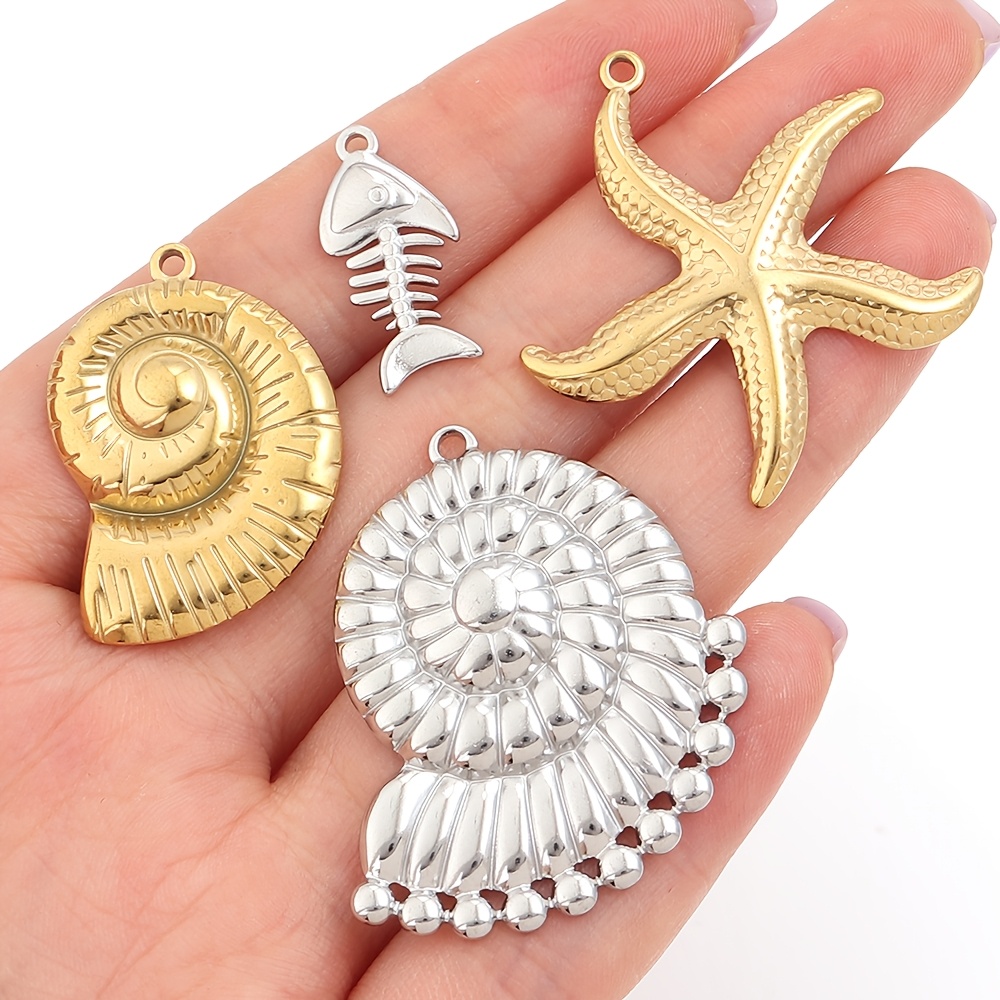 4pcs Ocean Animal Shaped Charms, Cute Decorative Pendants