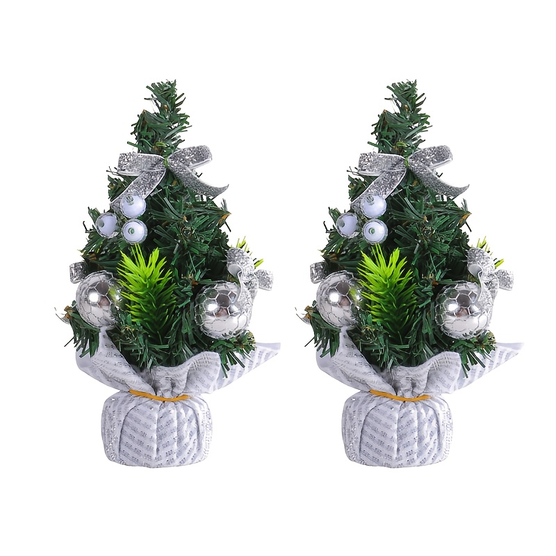Image of Set Of 2 Miniature Christmas Trees, Compact Decorative Xmas Trees For Desk Or For Home Office