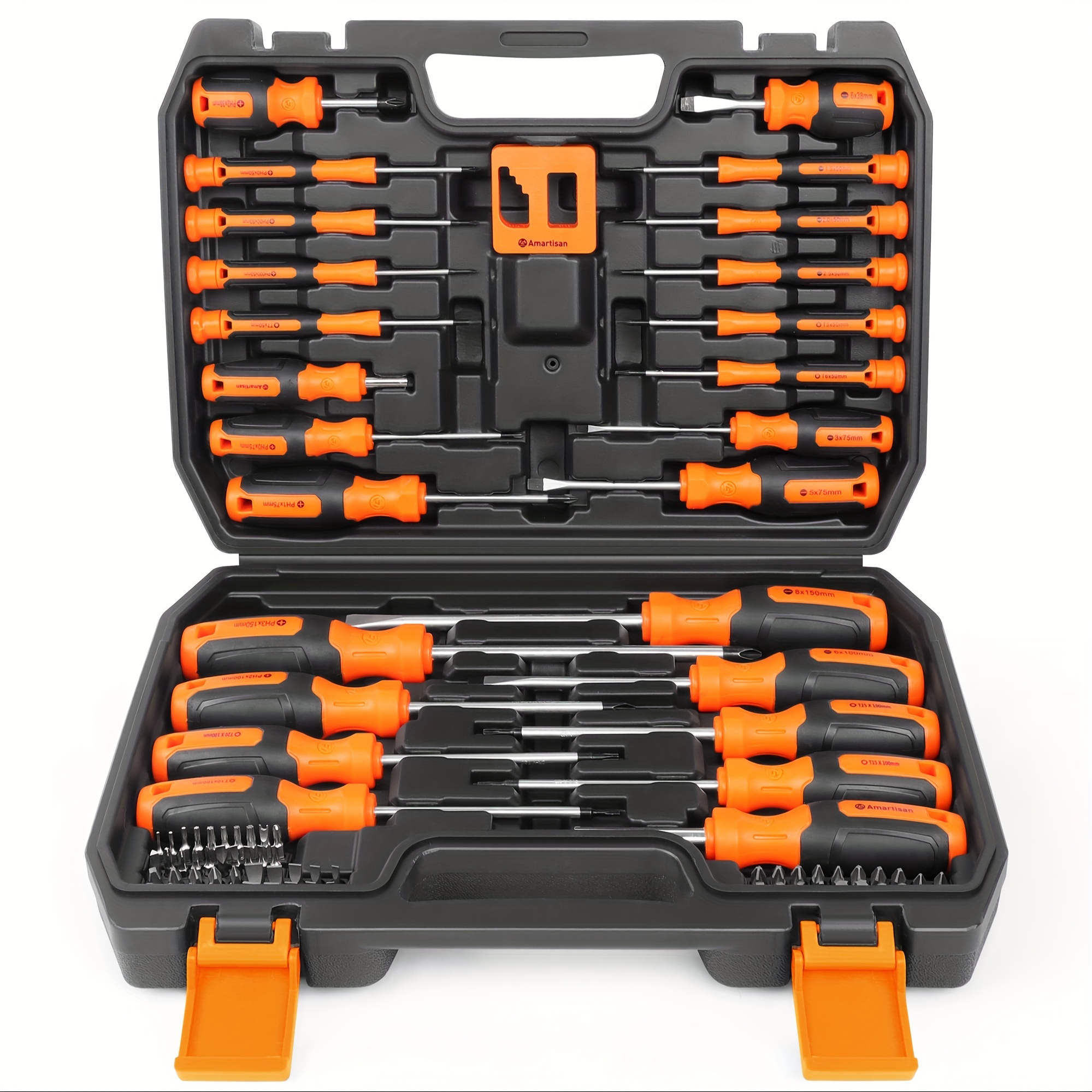 

Amartisan 86-piece Screwdriver Set, Magnetic Tips, Steel, Precision Bits, Non-slip Rubber Handle, Resistant, Tool Organizer Case - Hand Tool Kit With Bit Holder &