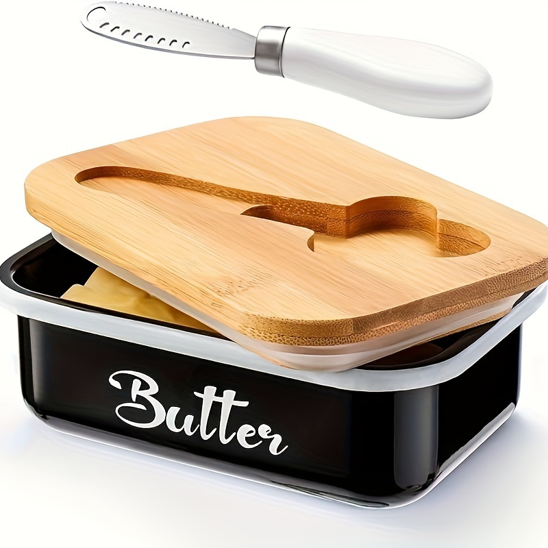 

Butter Dish With Lid For Countertop, Metal Butter With Stainless Steel Multipurpose Butter Knife, Large Butter Container With -quality Silicone Gift