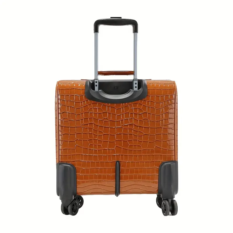 1pc 18 inch travel luggage lightweight polyurethane suitcase with telescopic handle spinner wheels zipper closure no lock aluminum alloy pull rod for men and women Product details 0