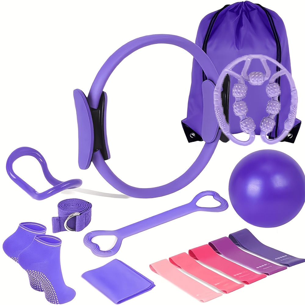 Temu – TEMU 13 Pilates Circle Set, Including Yoga Rings, Yoga Balls, 5 , Resistance Rings, Towels, Stretching Bands, Fitness Backpacks, Yoga Socks, And More