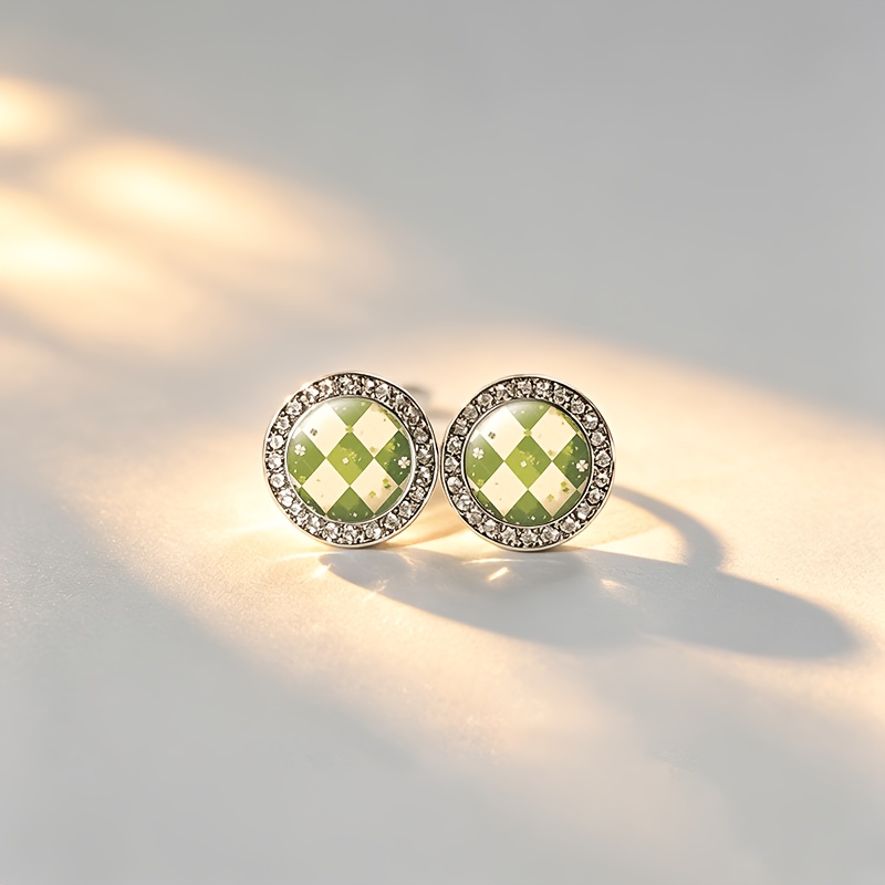 2pcs Classic Imitation Crystal Stud Earrings, Clover Design