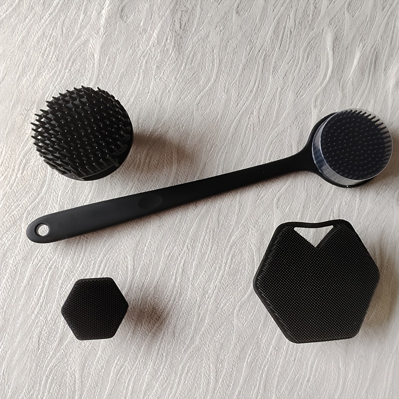 Image of 4pcs Body Brush Set - Long Handle Back Scrubber, Gentle Hair And Facial Brush, Handheld Bath Brush - Non-electric, Non-slip Handle, Deep Cleansing And Massage Tool