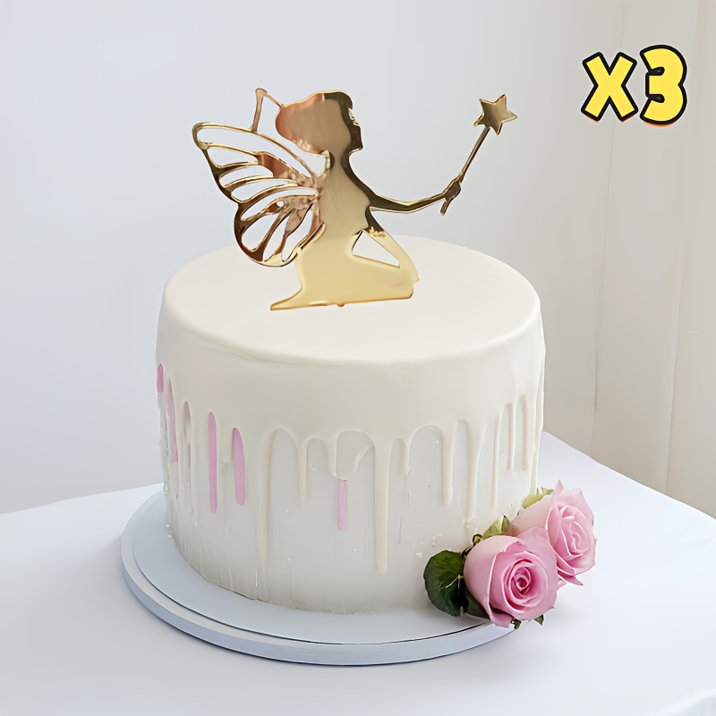 3pcs/5pcs Fairy Cake Toppers Set – Whimsical Princess Acrylic Decor For Magical Weddings, Birthdays And Spring Celebrations – Reusable Food-safe 3d Toppers (party Must-have!)