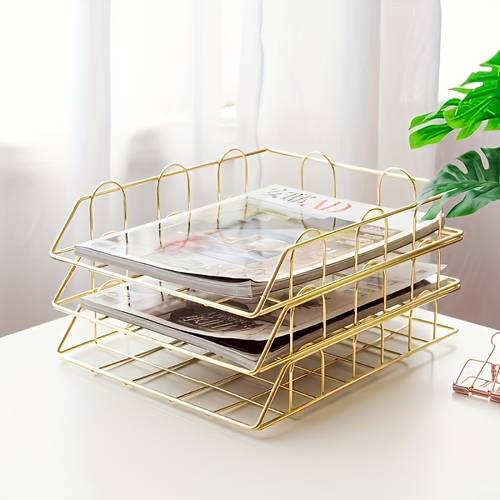 heavy duty large metal storage rack double durable desktop organizer open grid saving file magazine rack for home office suitable for home decor magazine rack magazine rack desktop organizer desk additions
