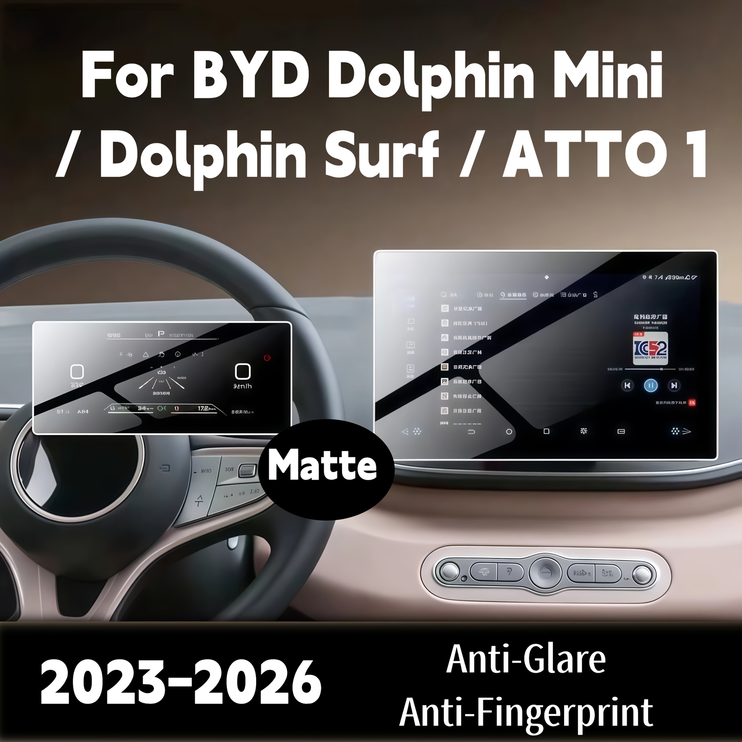 TEMU 2 Stück Matte Flexible Displayschutzfolie für Mini/Dolphin Surf/ 1 2024-2026, 7-Zoll Instrumentencluster und 12,8-Zoll Zentralsteuerungsfolie,