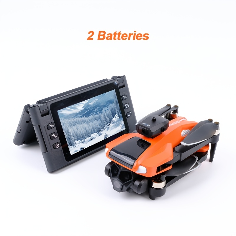 Image of Hd Dual Camera Foldable Drone, Foldable Screen Remote Controller With , Stable Hovering, Wifi Fpv Image Transmission, Trajectory Drawing Flight, Landing & Return, Led Light Drone
