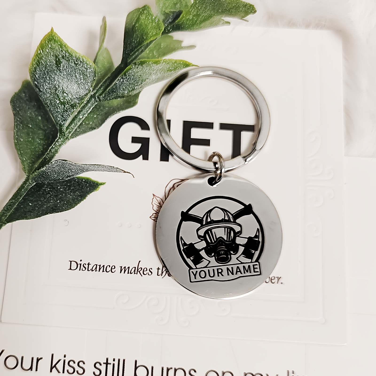 personalized firefighter keychain custom name or text made of