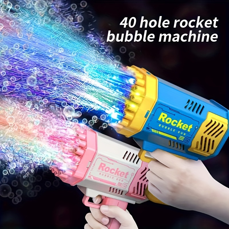 

Kids' 40-hole Rocket Launcher With Led Lights - Portable Electric Bubble For Boys & Girls, Perfect For Parties, Birthdays, , Christmas Gifts (aa Batteries Not Included) Bubble For Kids Toy For Kids