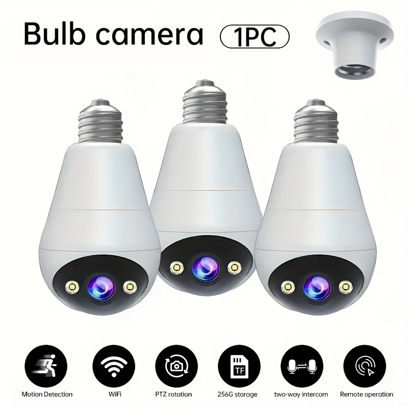 

3mp Panoramic Ptz Light Bulb Wireless Security Camera With Motion Detection, , And Voice Call