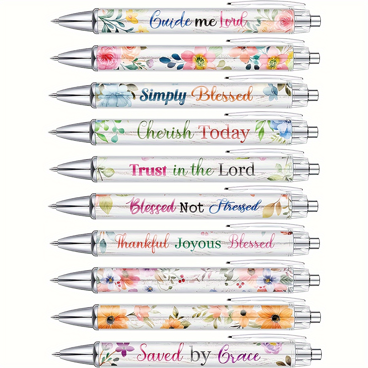 

10pcs Ballpoint For Women Ink Inspirational Ballpoint Retractable Ink For