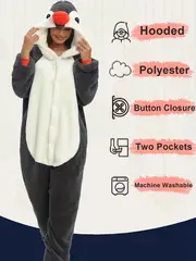 Cute Panda Fuzzy Hooded Jumpsuit Long Sleeve Button Pocketed - Temu