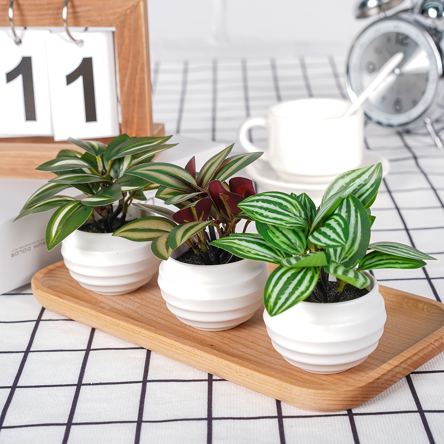 TEMU 3pcs Set Of Lifelike Artificial Potted Plants - For Decor, Includes Containers, For