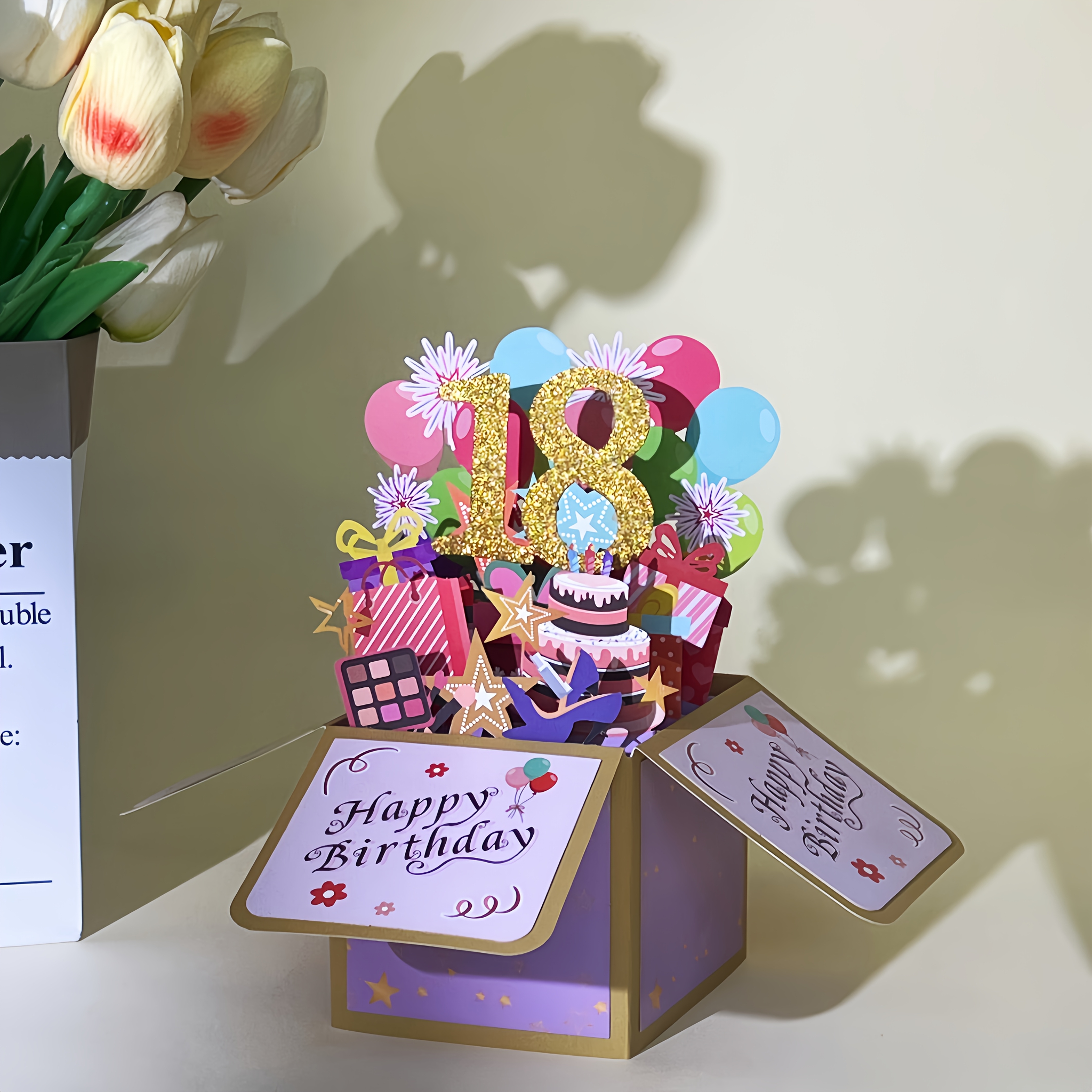 TEMU Happy 18th Birthday Pop-up Greeting Card Ornament, 1pc Pop-up Card, Happy 18th Birthday Card. Suitable For Gifting To