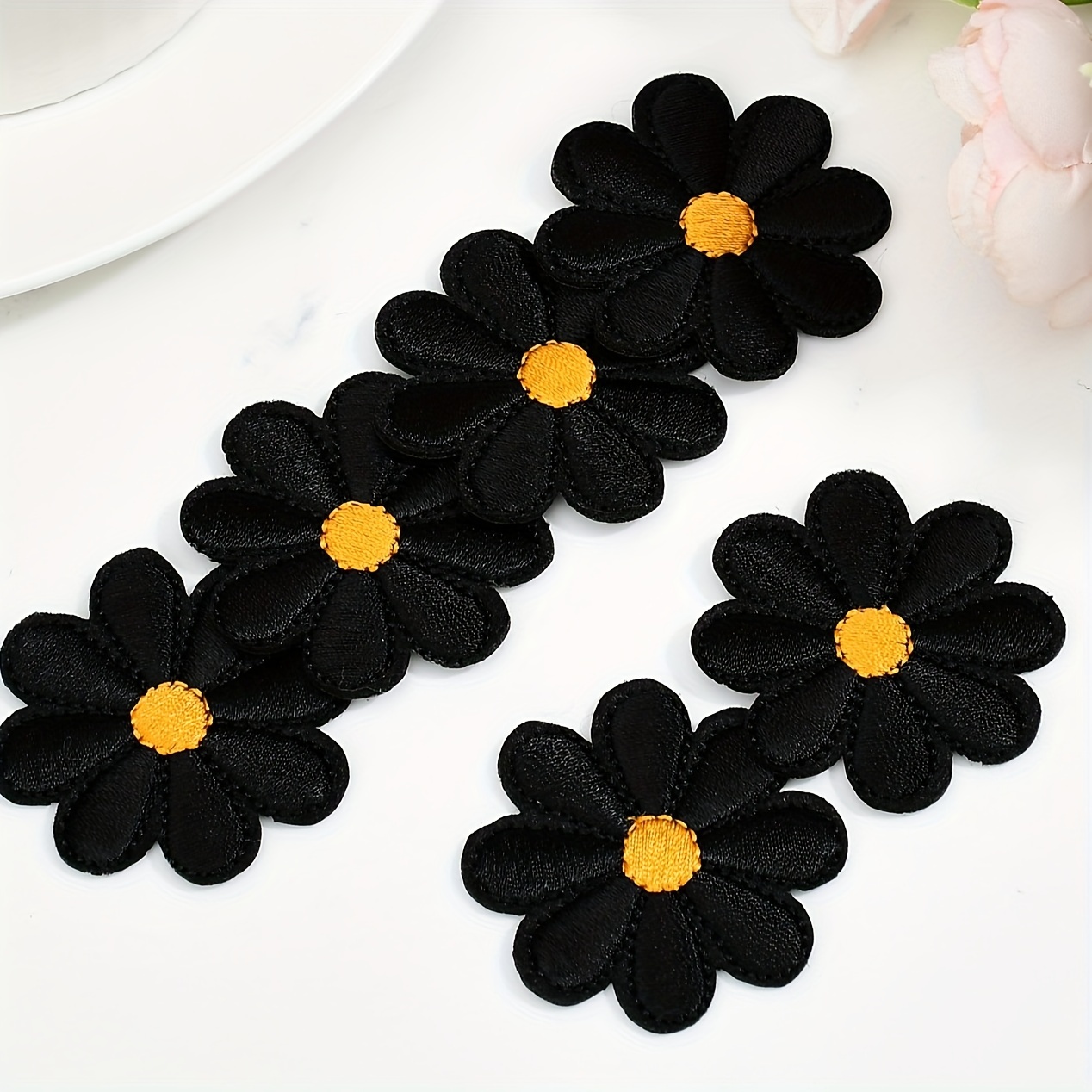 10 Fleurs En Chiffon Fuchsia Pour Couture - Appliqués Décoratifs Uxcell