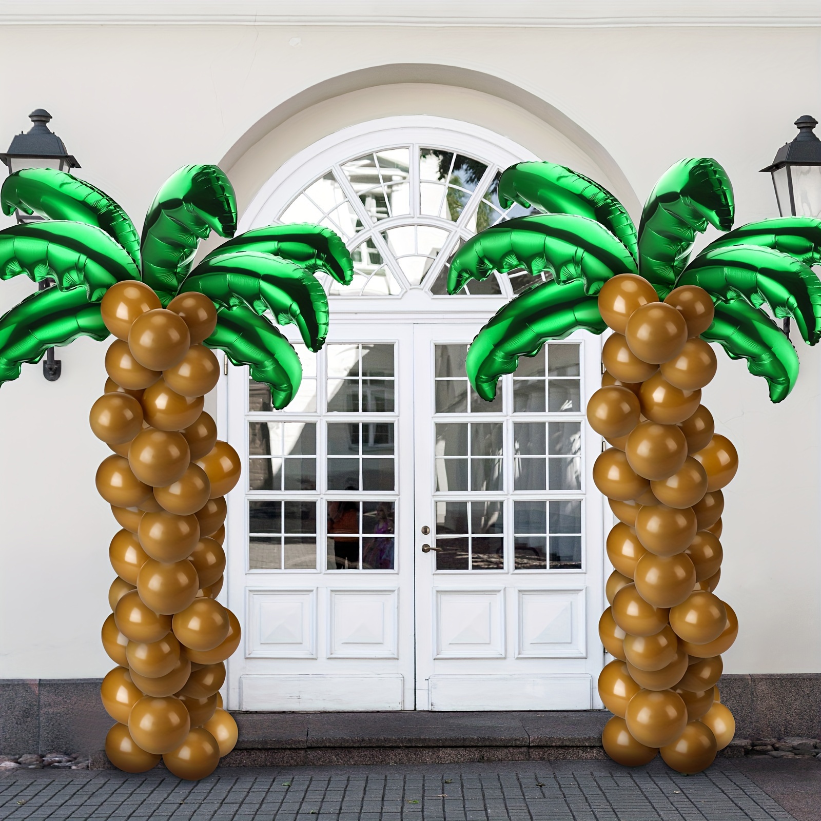 

100 Pcs Palm Tree Leaves Balloons Coconut Balloons Set 10 Pcs Foil Green Leaves Balloon 90 Pcs Brown Latex Balloons For Hawaii Luau Tropical Party Birthday ()