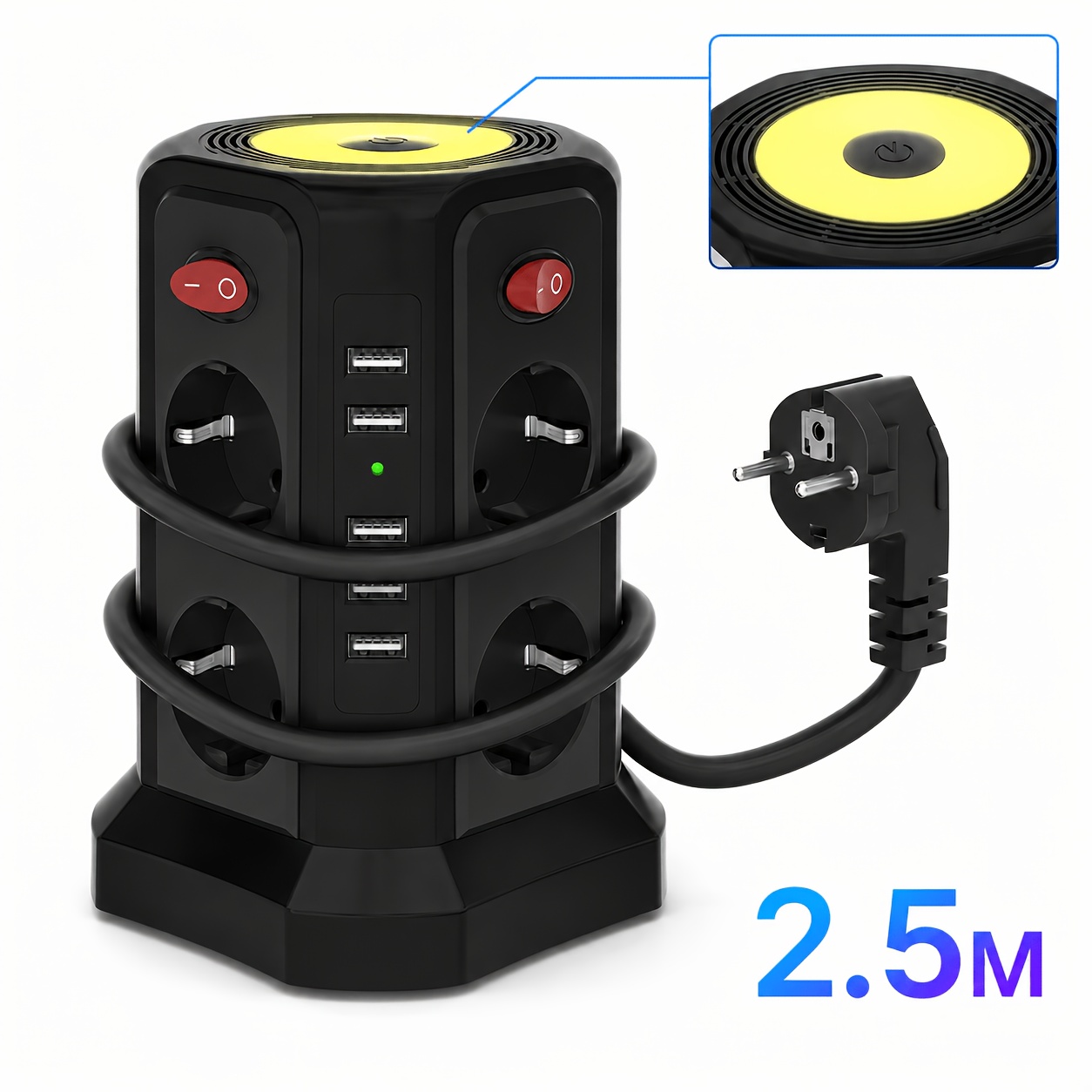 Power Strip Tower, 16 In 1 Power Strip, 13 In Extension Lead, , Pd20w Charging Station, With Night Light, European Extension Socket, Desktop Charging Station, Multi Plug Extension Lead, Home Strip