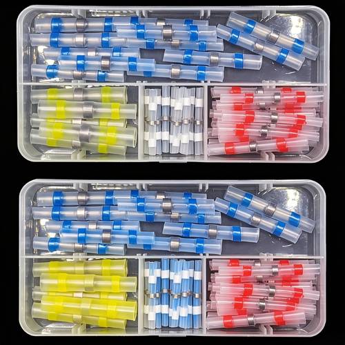 50pcs thickening shrinkable tube heat shrinkable solder sleeves wire crimp terminals connectors with box pe material uncharged durable cable connector for secure connections