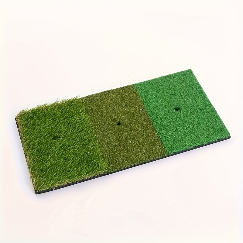 E-shop 30 x 60 cm 3-in-1 Golf Schlagmatte Dreifarbige Gras Übungsmatte für Innen und Außen Golf Trainingszubehör mit Ball und Tees