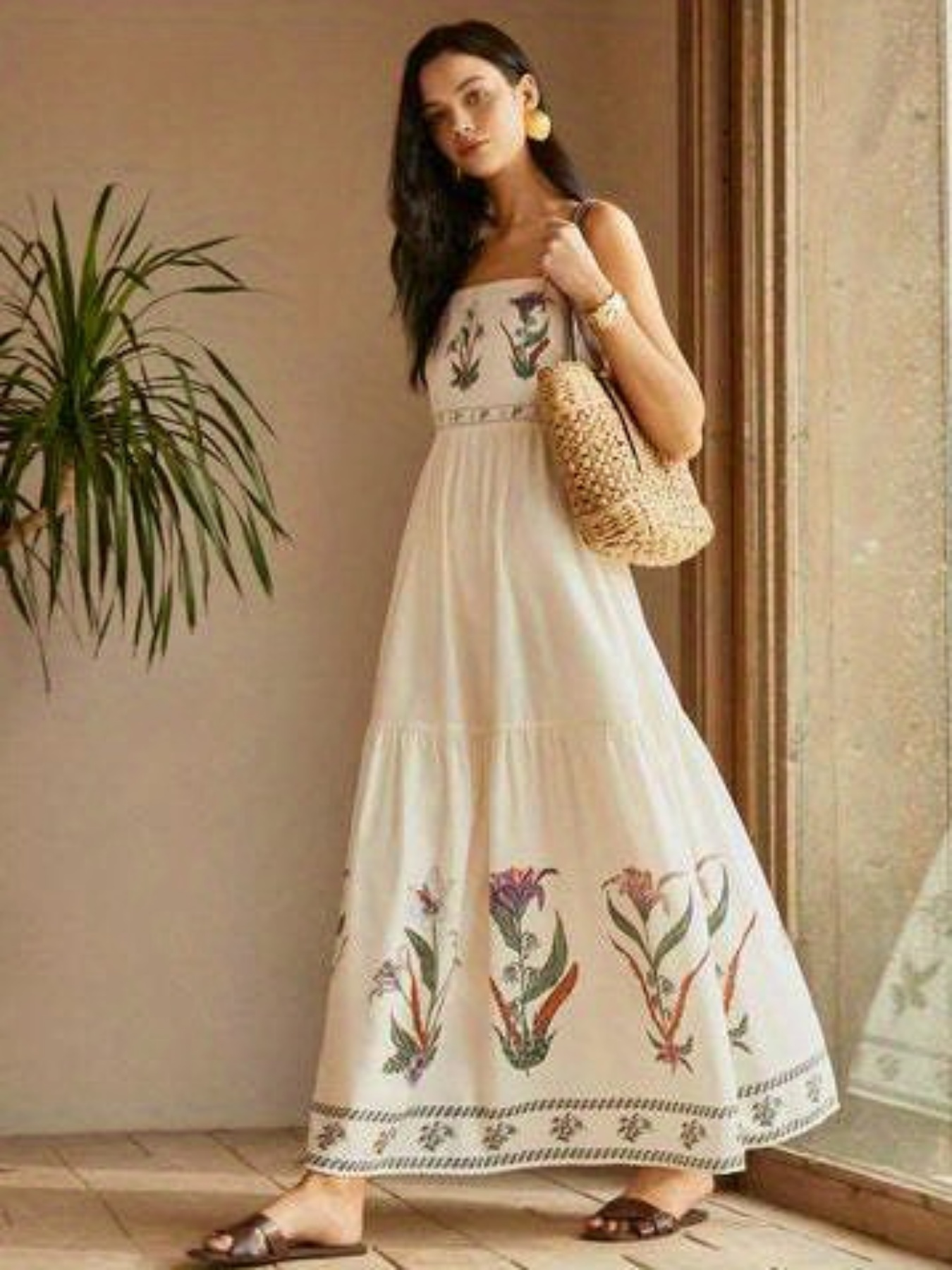 womens backless cami dress retro floral print sleeveless
