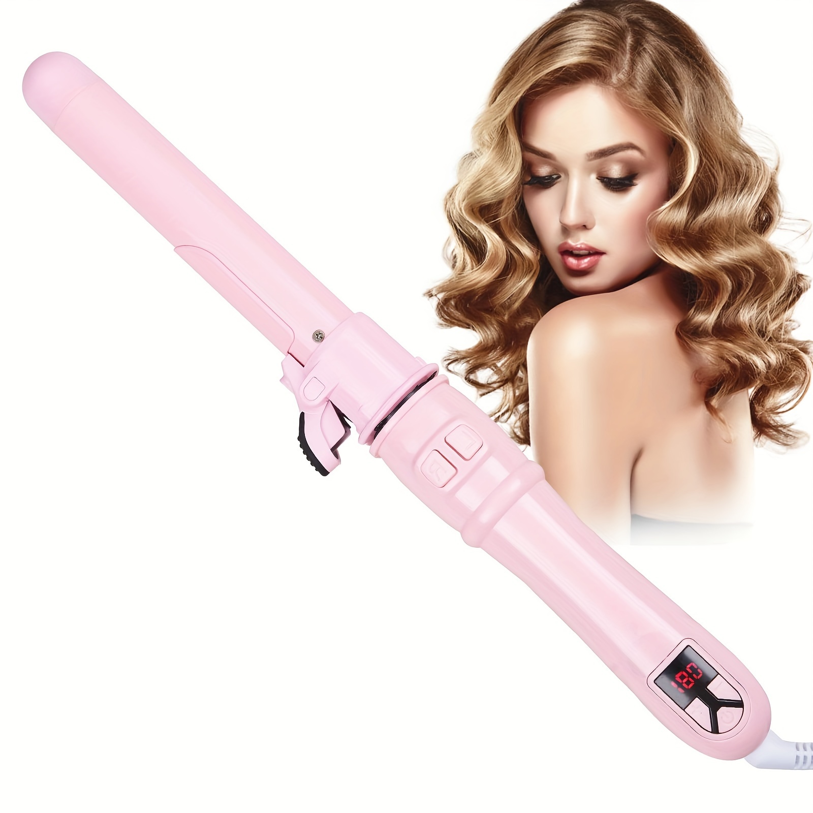 

2024 28mm/1.1 Curling Rotating Curling Iron For Long , Curler Led Display, Styling Irons Heating