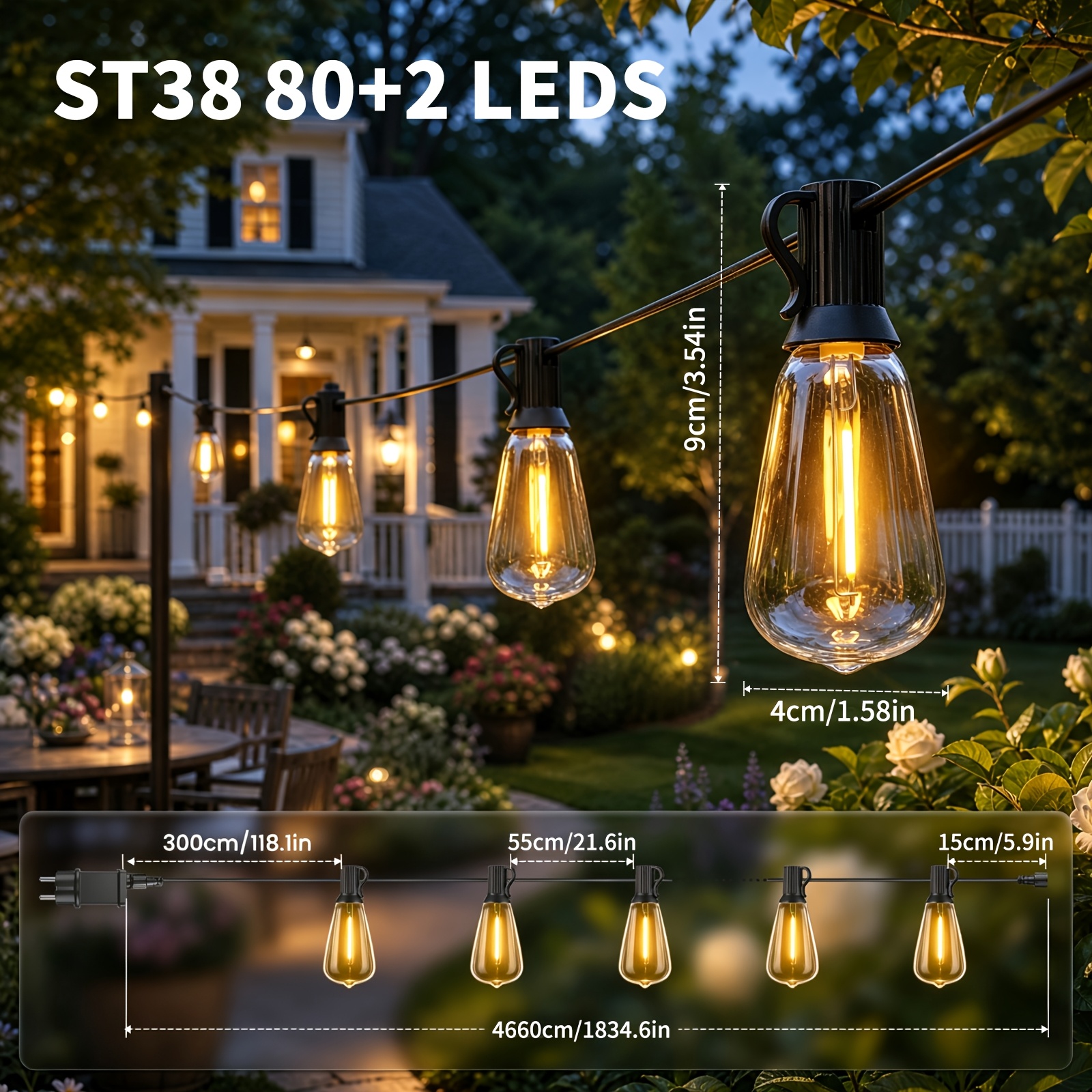 Image of 20m 25+2leds/46.6m 80+2 Leds St38 8 Led Fairy Light, 24v Eu Plug, Decor For Home Party Christmas