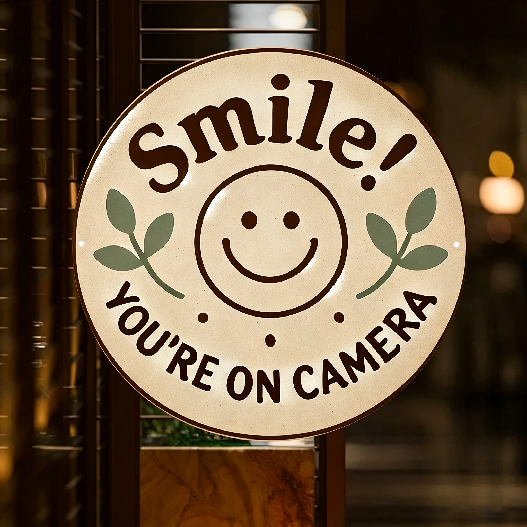 TEMU 2d Flat "smile! Camera" Sign - Vintage Metal Wall Art Featuring A Happy , Durable Aluminum Tin Sign Suitable For Home, Bar, Café, Garage Decor -