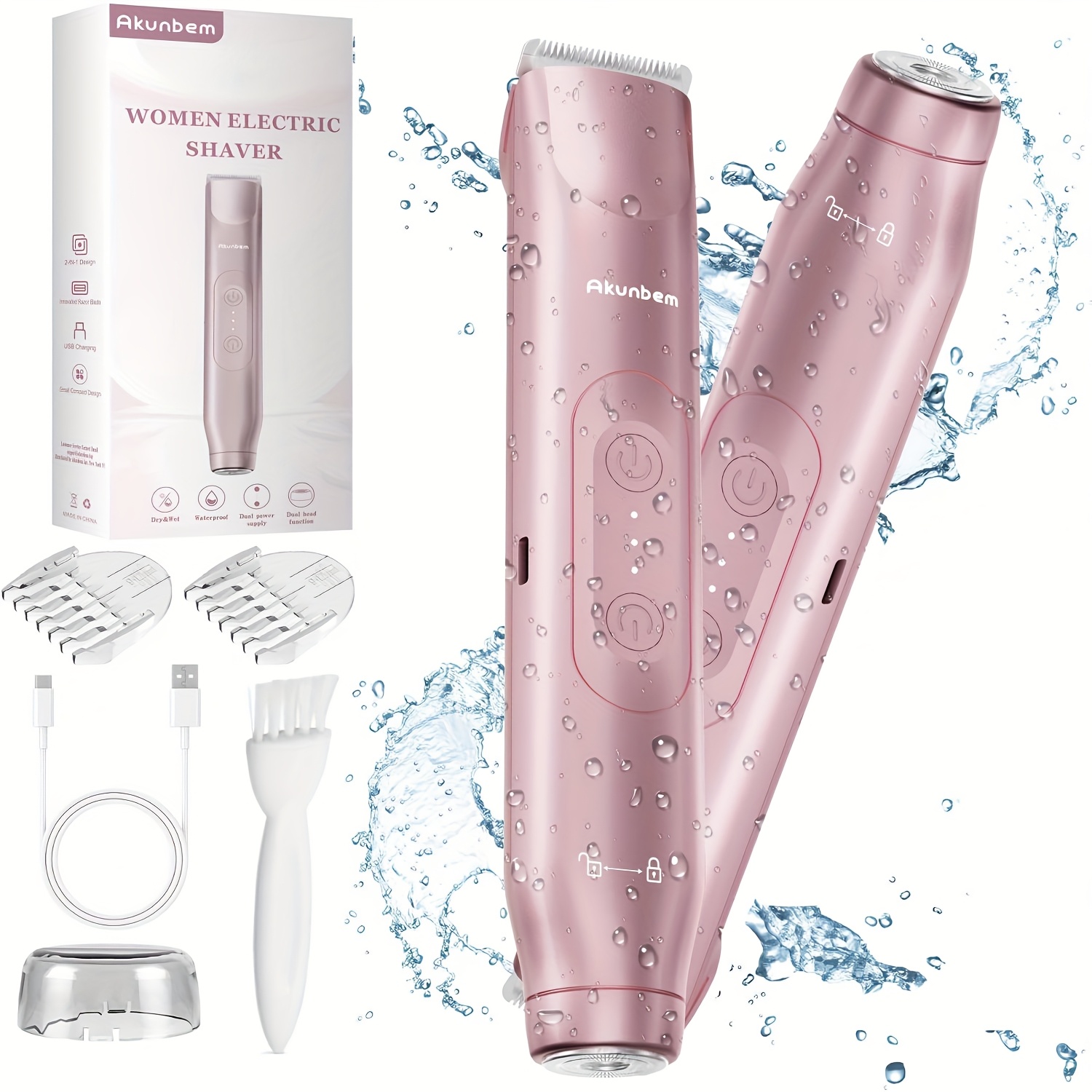 

2-in-1 Women Electric Shaver Dual Head Bikini Trimmer For Women Use Body Hair Trimmer And Facial Hair Remover For Bikini Underarm Leg Arm Body Face For Women Gifts