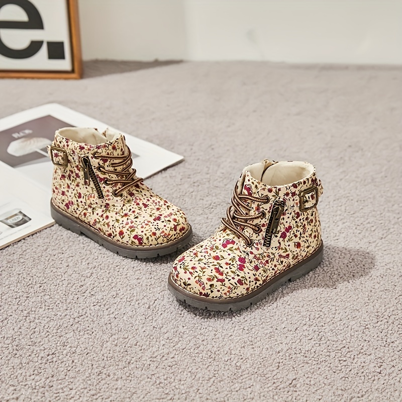 Autumn/winter Plush-lined Printed Girls' Boots