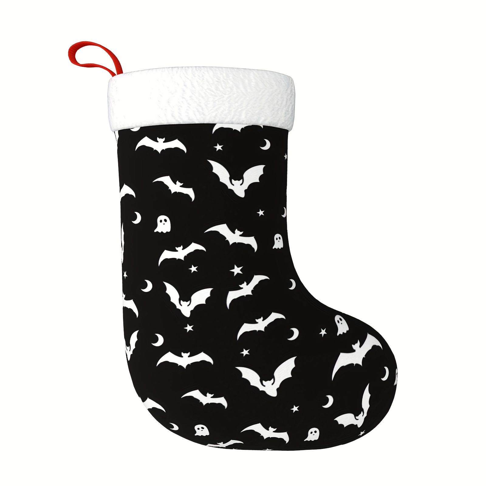 

[customer ] 1pc, Halloween Goth Bats And Moon Christmas Stockings, 18 Inch Large Christmas Decor Gifts Fireplace Hanging Stockings For Holiday Decorations