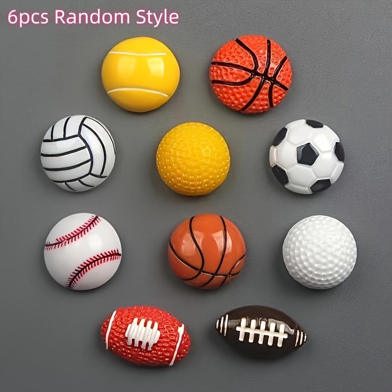 TEMU Creative , Magnetic Resin Refrigerator, Magnetic Basketballs, Footballs, Tennis Balls, Decorative Fridge Magnets, Ideal Gifts