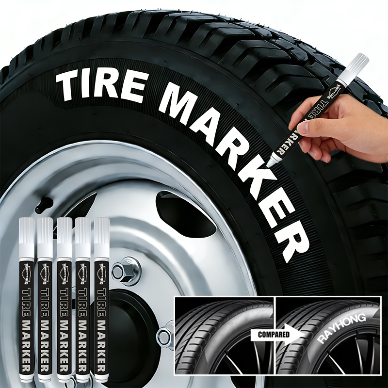 5pcs white waterproof marker set suitable for tires diy graffiti wood journals art and   high quality waterproof tire markers quick drying smudge proof suitable for marking cars tires waterproof car wheel tire
