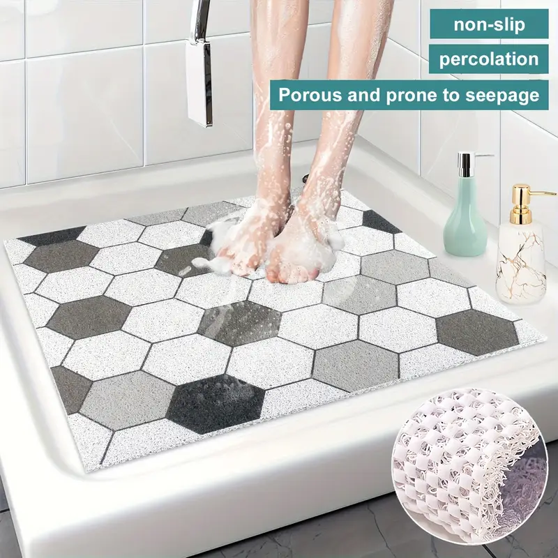 1pc non slip shower mat with drainage holes soft comfortable pvc loofah massage bath mat quick for bathroom bathroom accessory non slippery surface shower mat for bathroo Product details 3