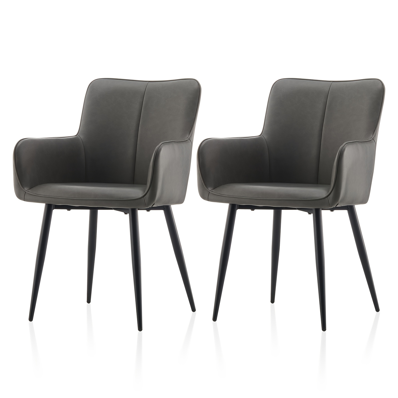Image of Modern Faux Leather Dining Chair Set Of 2, Upholstered Kitchen Chairs With And Sturdy Metal Legs, Stylish Accent Chairs For Dining Room Reception Living Room