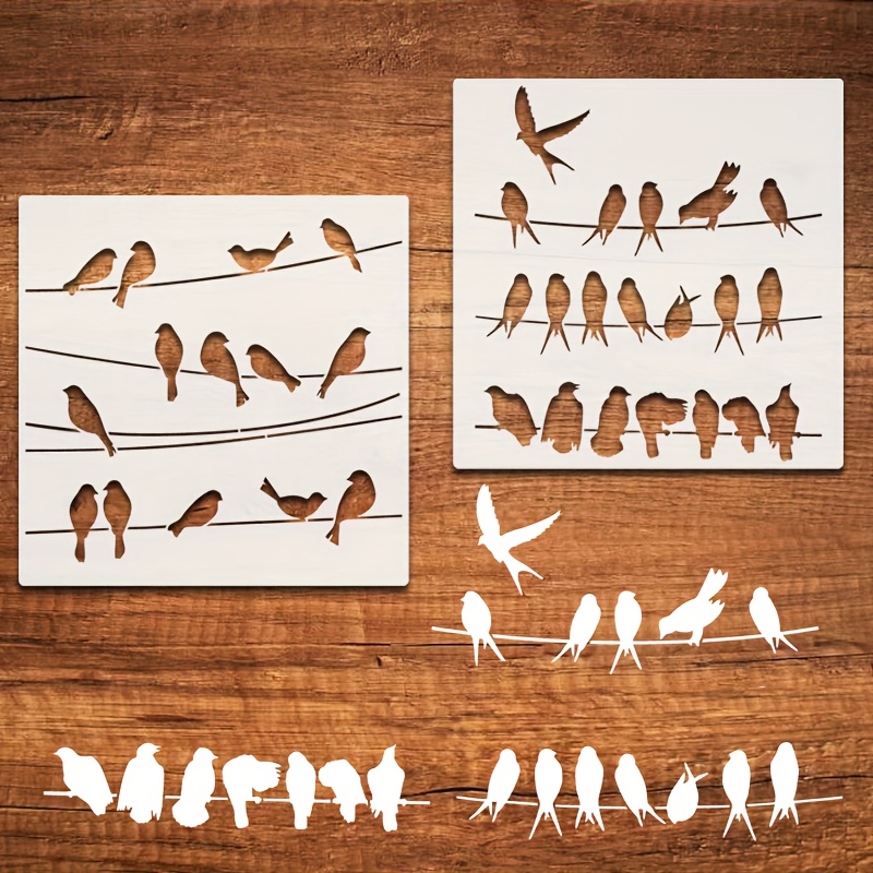 E-shop 2 Stück Vögel auf Draht Schablonen, 11 Zoll Wiederverwendbare Vögel auf Draht Malvorlagen für Wandkunst, Holzschilder, Möbel & DIY-Deko