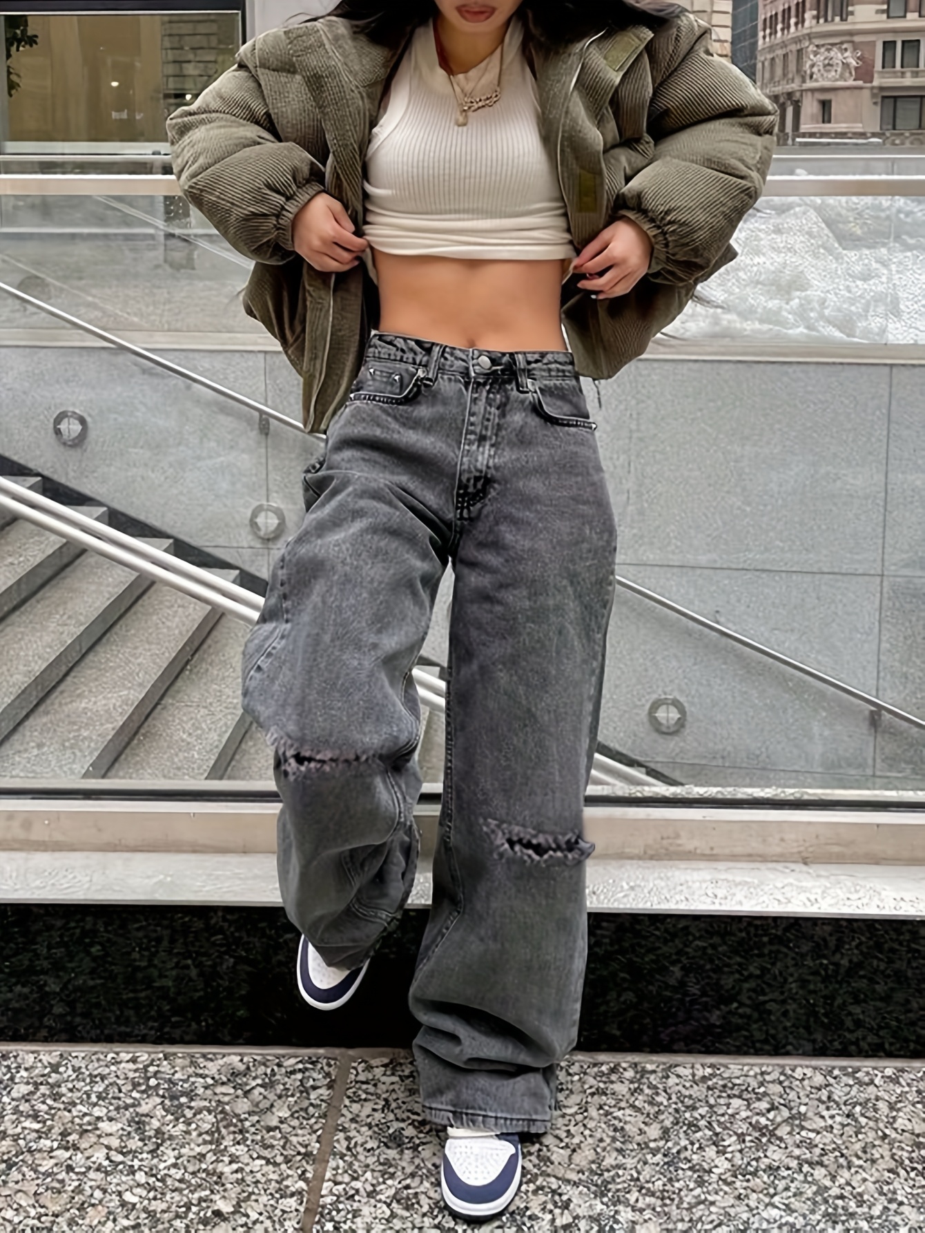 00s japanese label cargo jeans y2k 立体裁断 DHgate.com:Womens Blue Cargo Jeans - Y2K Retro Harajuku