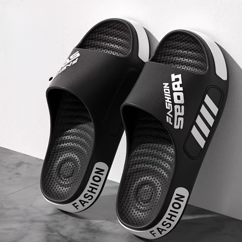 mens eva slide sandals non slip massage design white with black accents   indoor outdoor   season   indoor slippers sporty sandals eva sandals Product details 1