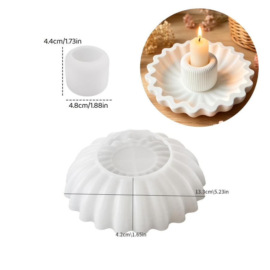 TEMU Moldes de arcilla, 2 piezas Moldes de cera para candelabros , Moldes de tazones de almacenamiento festoneados, Adornos de candelabros de