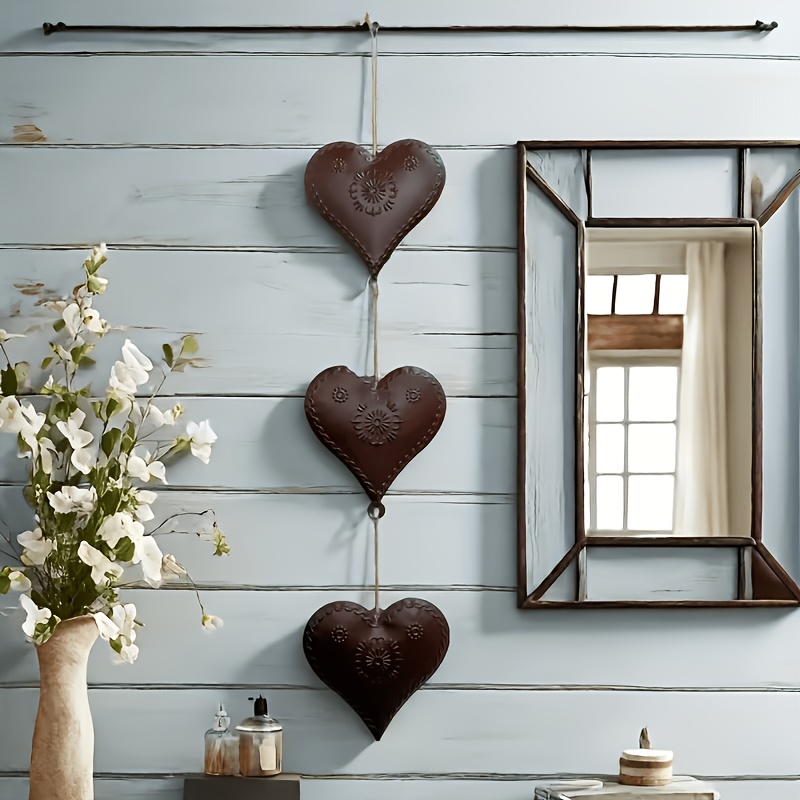 TEMU 3pcs Heart-shaped Wall Art Decor Set, Love Wall Sign, Heart-shaped Sculpture, Suitable For Weddings, Valentine's Day, Bedroom Living Room,