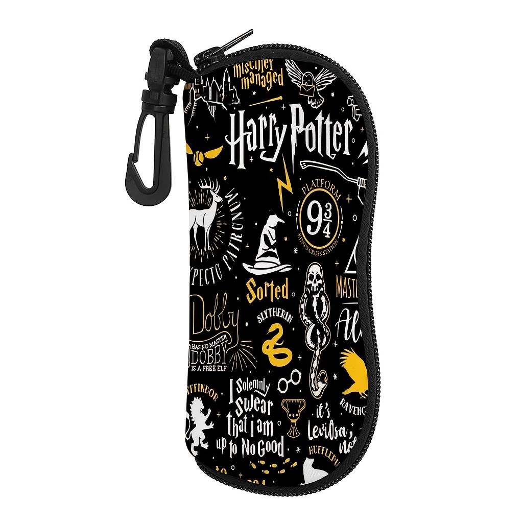 TEMU 1pc Warner Harry Potter Cartoon Women's Fashion Glasses Soft Glasses Case, 1 Lightweight Zipper Glasses Box With Keychain, For Men And Women,