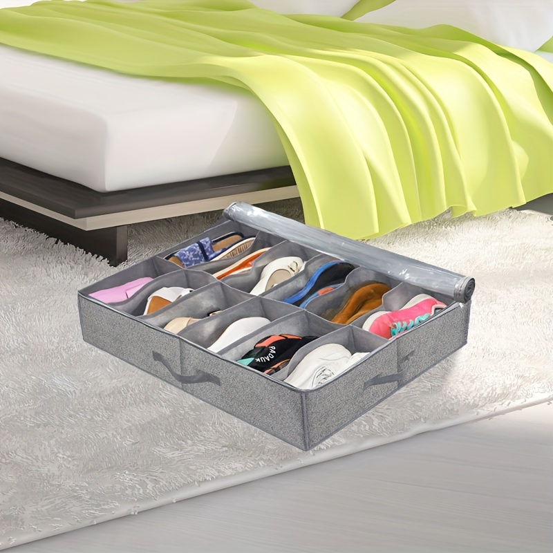 Canvas Shoe Organizer Storage Box 12 Compartments Foldable Temu Canada