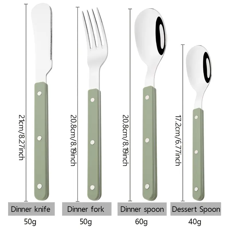 4 16 24pcs acrylic handle tableware set stainless steel tableware dinner knife coffee spoon tableware set suitable for parties weddings festivals restaurants hotels gifts Product details 0