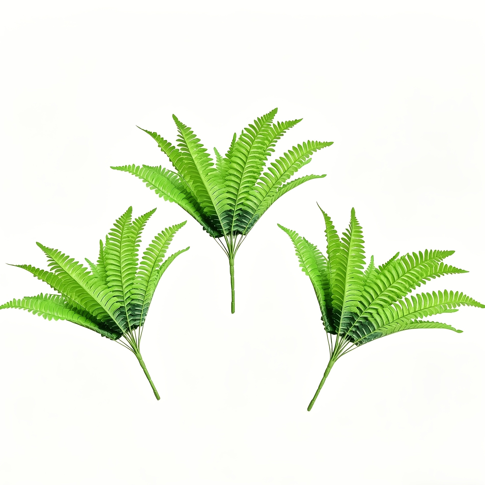 TEMU 3-pack Large Boston Fern Artificial Plants, 34 Inches Realistic Faux Greenery, Suitable For Outdoor Decoration, Home And Office, Garden, Porch